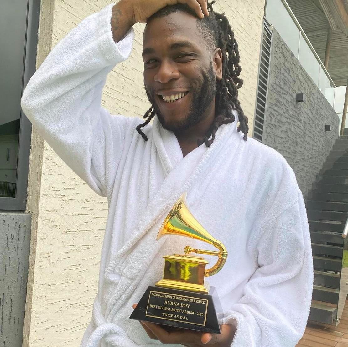 Burnaboy finally receives Grammy Award Trophy